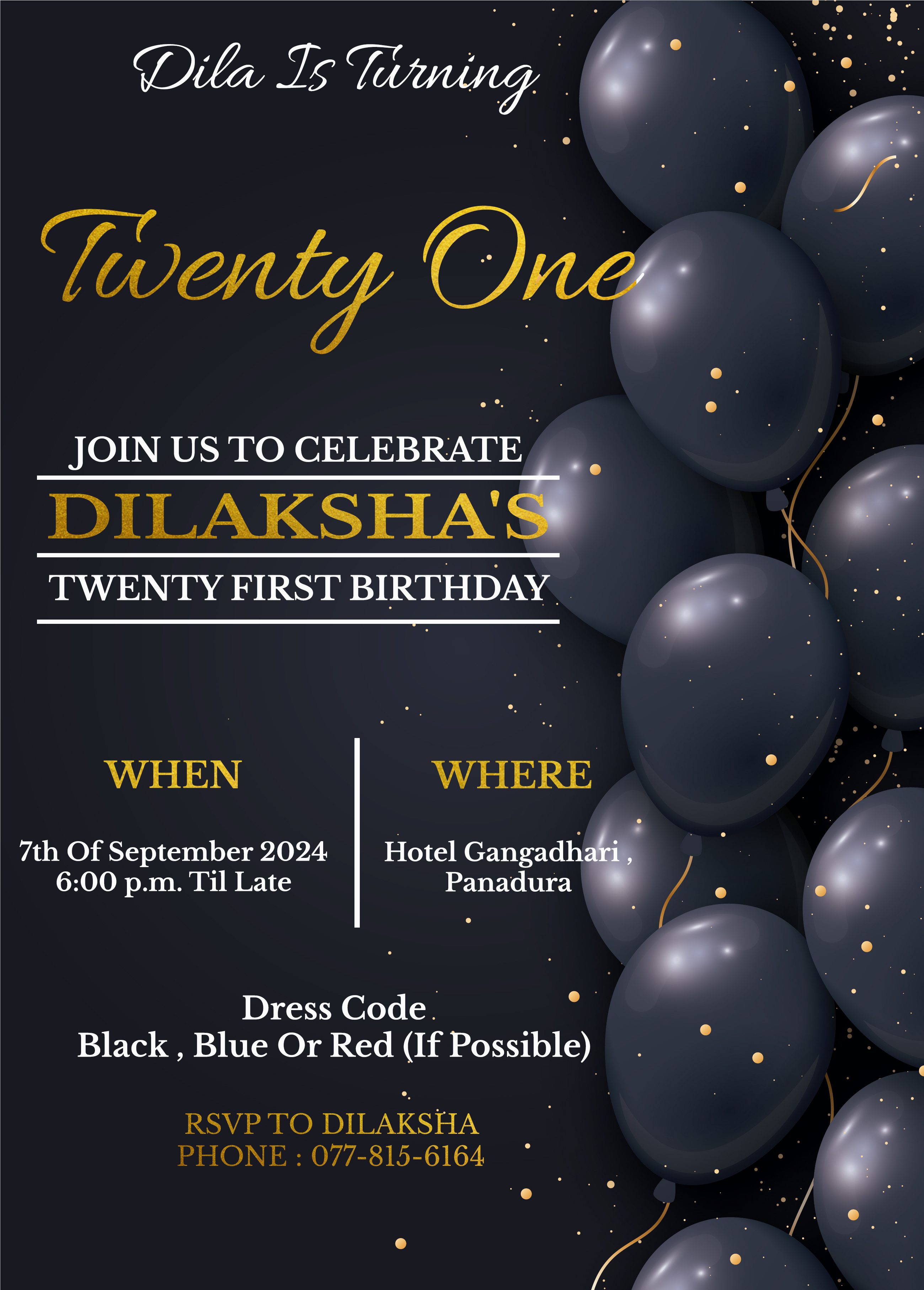 Invitation card of Dila’s 21st